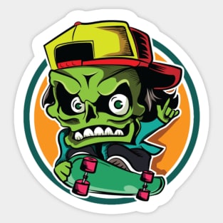 Zombie Skateboarding Sticker